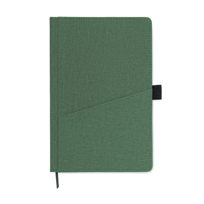 A5 notebook PU front pocket Verde Scuro item picture open
