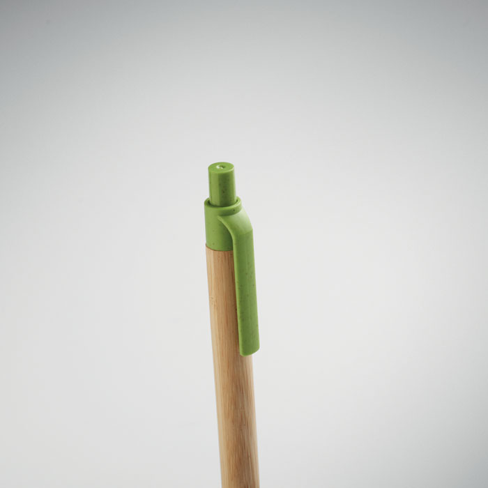 Push button ball pen in bamboo Verde item detail picture