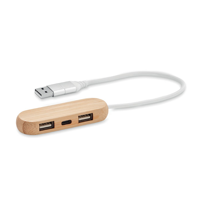 3 port USB hub with dual input Legno item picture front