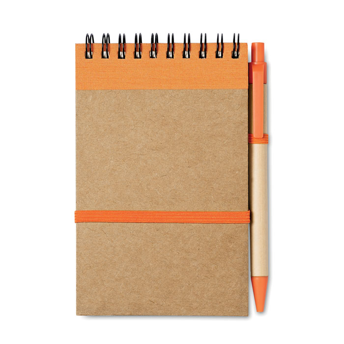A6 recycled notepad with pen Arancio item picture back