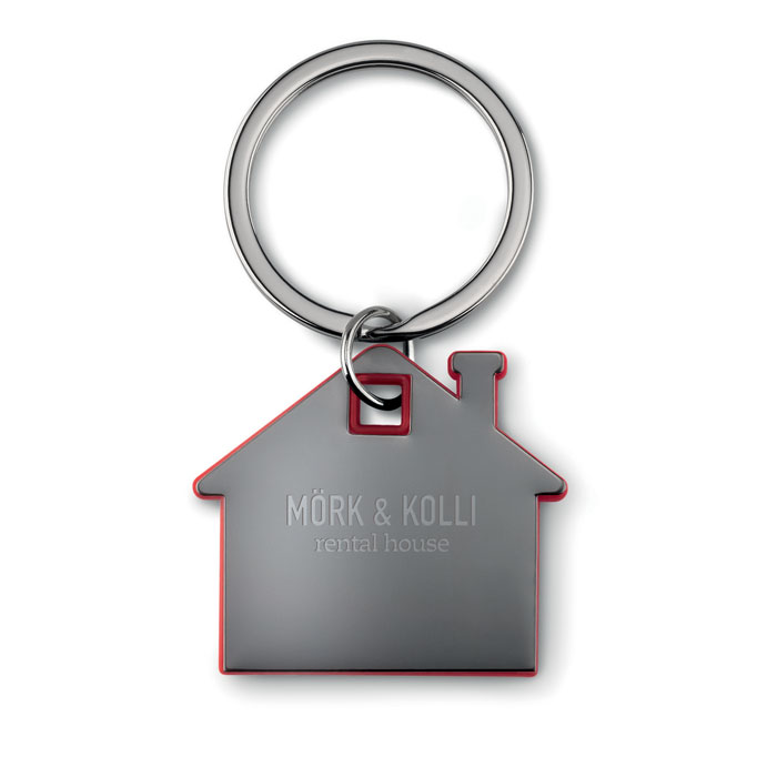 House shape plastic key ring Rosso item picture printed