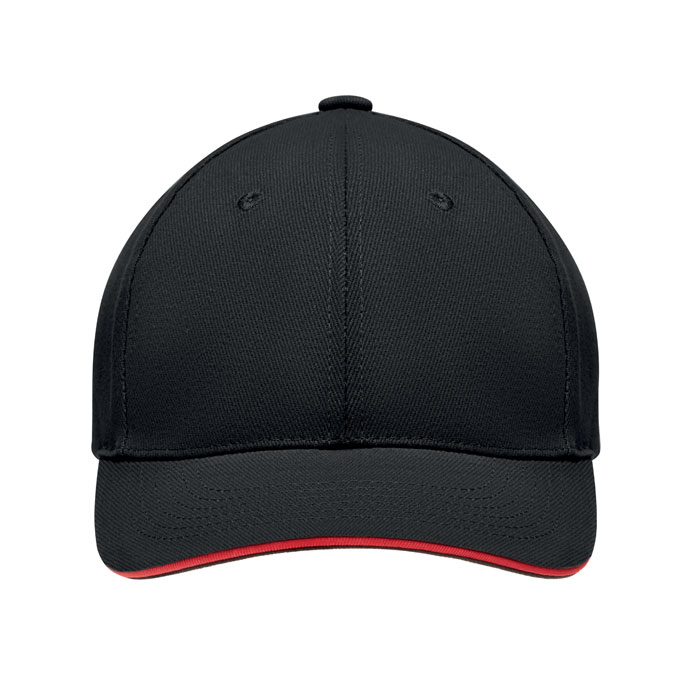 Brushed heavy cotton 6 panel Ba Nero/Rosso item picture top