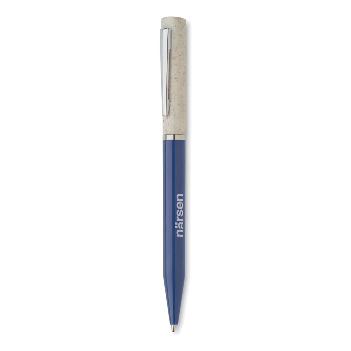 Wheat straw/ABS twist pen Bianco/Blu item picture printed