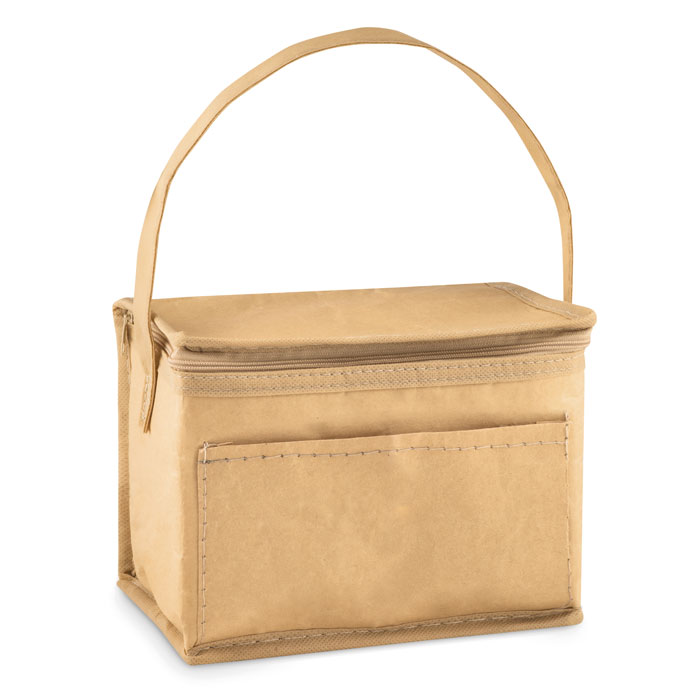 6 can woven paper cooler bag Beige item picture front