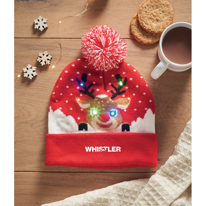 Christmas knitted beanie LED Rosso item picture printed