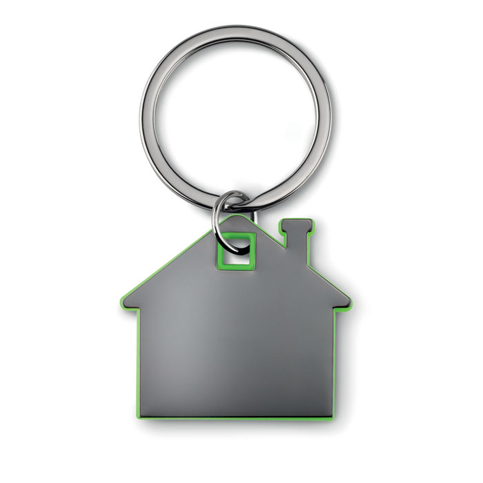 House shape plastic key ring Lime item picture back