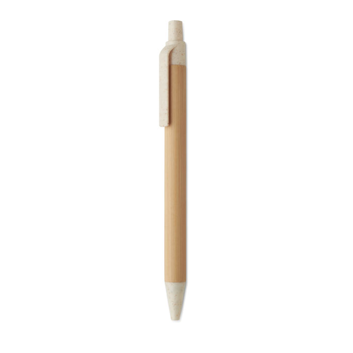 Push button ball pen in bamboo Beige item picture front