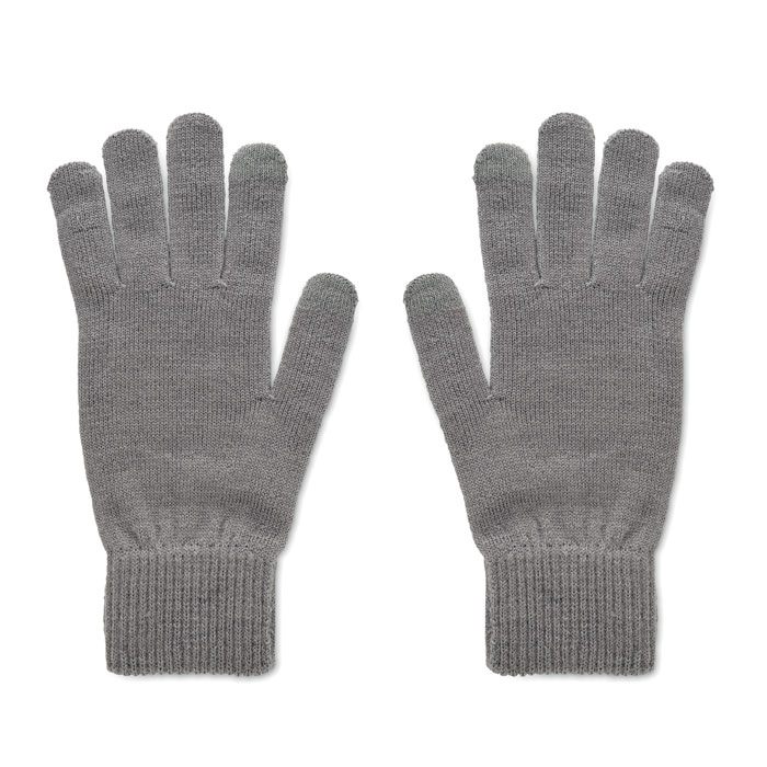 Knitted gloves in RPET Grigio Pietra item picture open