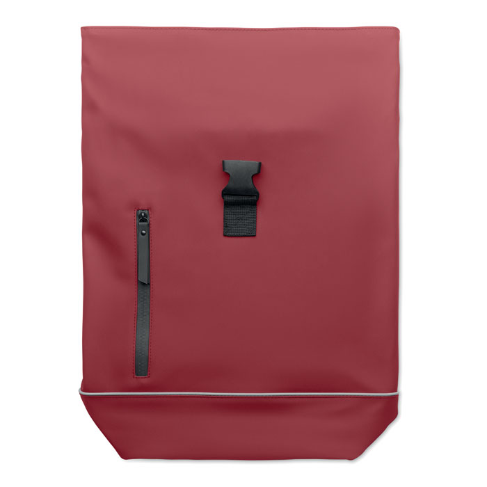 Zaino in PU rolltop per laptop Borgogna item picture open