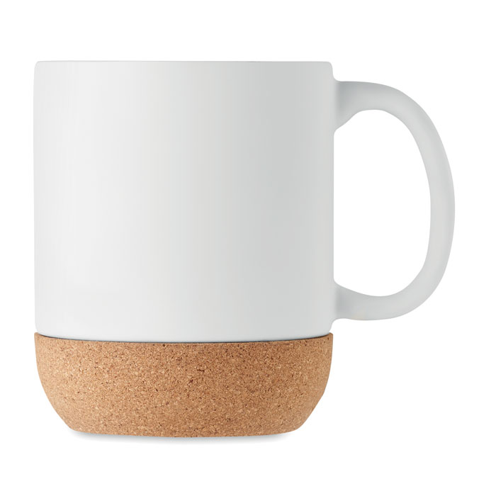 Matt ceramic cork mug 300 ml Bianco item picture side