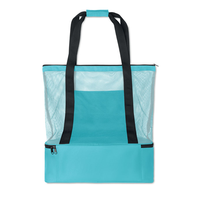 Shopper in rete in RPET turquoise item picture back
