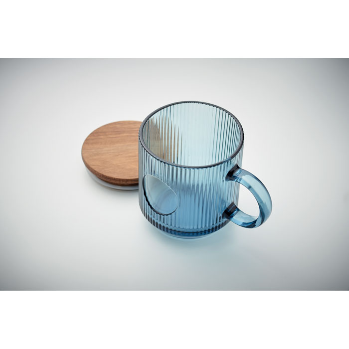 Ribbed glass mug 300ml Blu Trasparente item picture 3