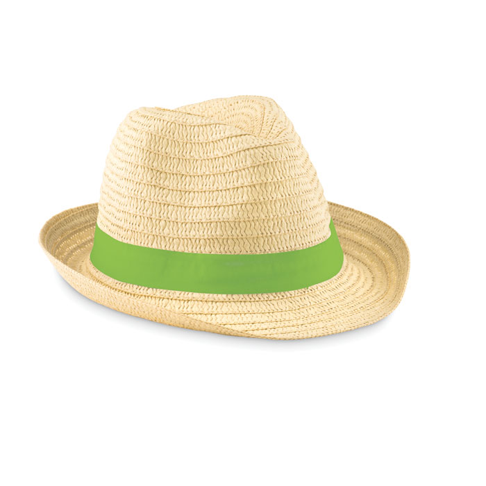 Paper straw hat Lime item picture back