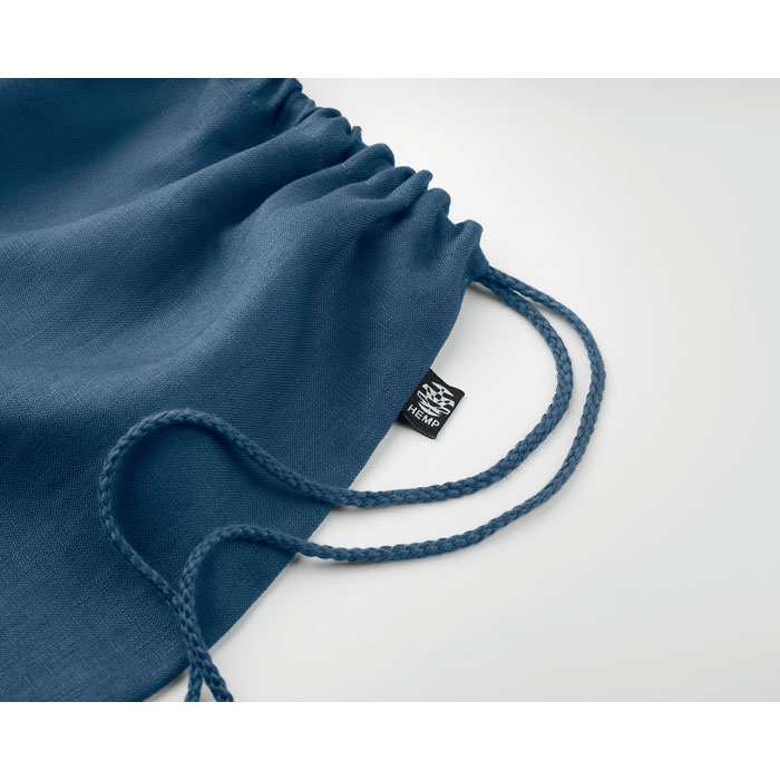 Hemp drawstring bag 200 gr/m² Blu item detail picture