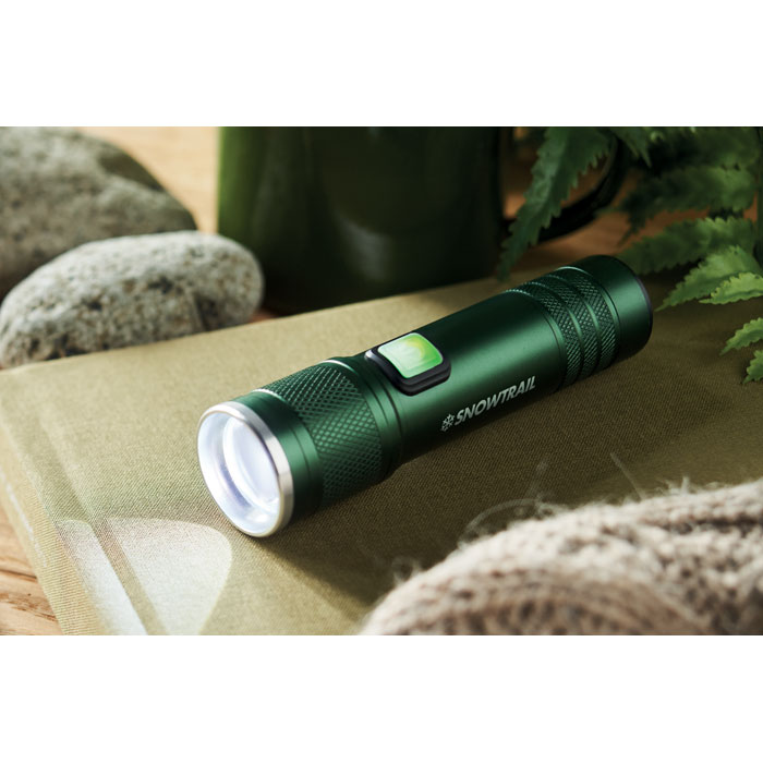 Rechargeable COB light torch Verde Scuro item picture printed