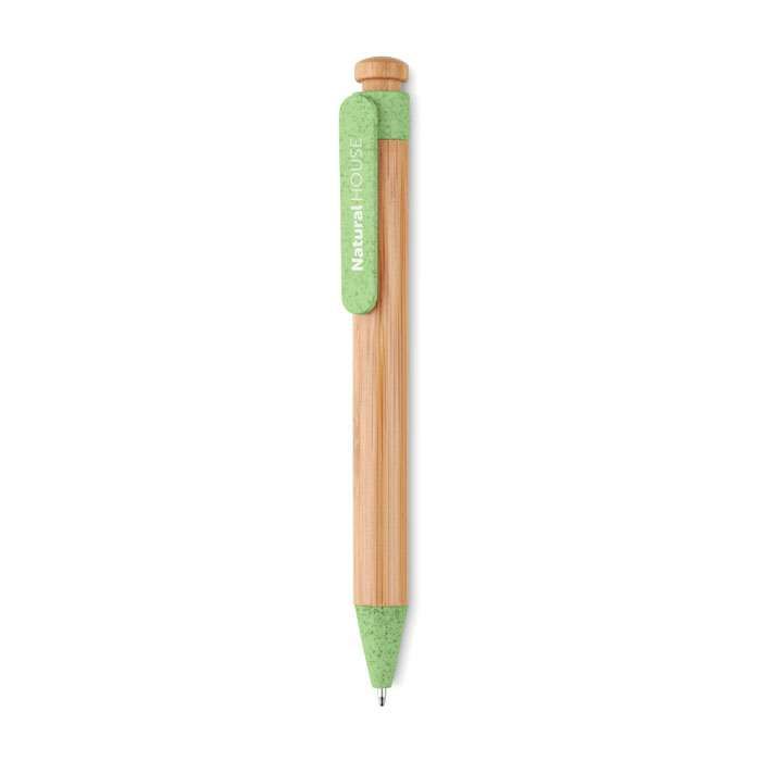 Bamboo/Wheat-Straw ABS ball pen Verde item picture printed