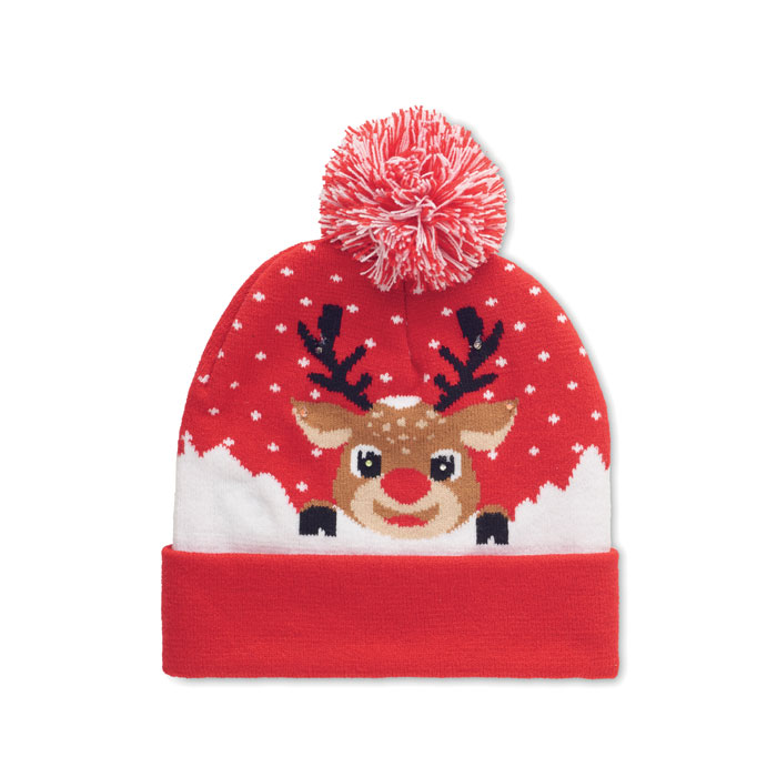 Christmas knitted beanie LED Rosso item picture side