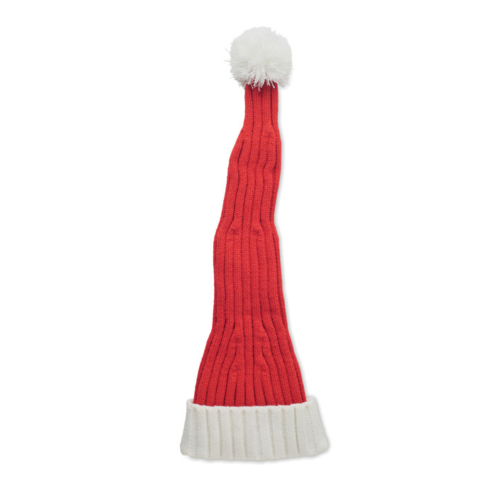 Long Christmas knitted beanie Rosso item picture side