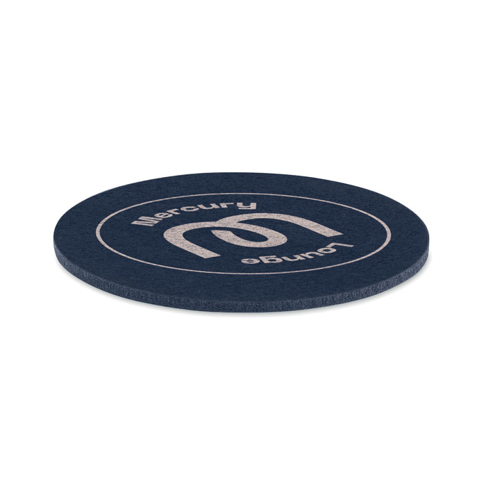 Round coaster in RPET felt Blu item picture printed