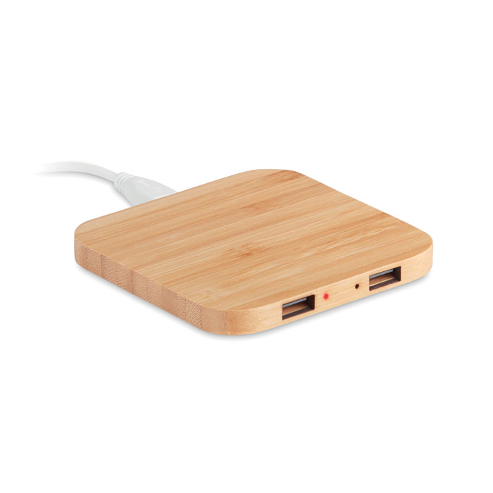 Caricatore wireless in bamboo wood item picture front