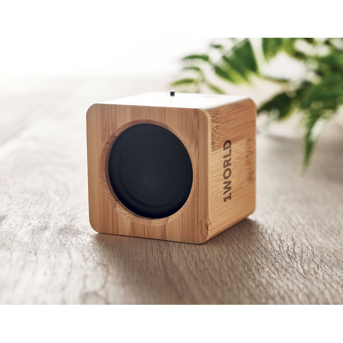 Speaker in bamboo wood item picture printed