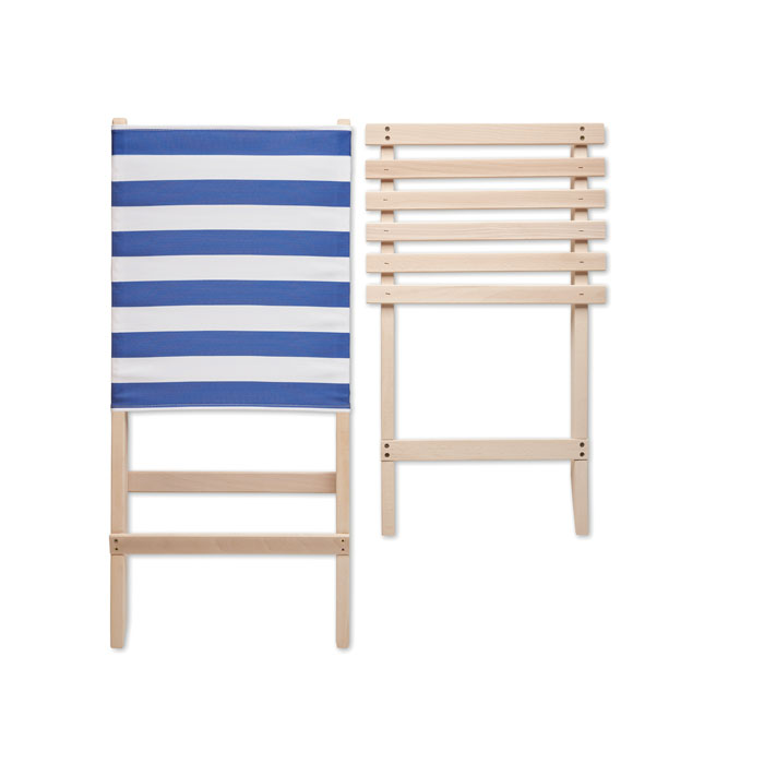 Foldable wooden beach chair Bianco/Blu item picture open