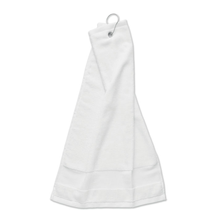 Cotton golf towel with hanger Bianco item picture back