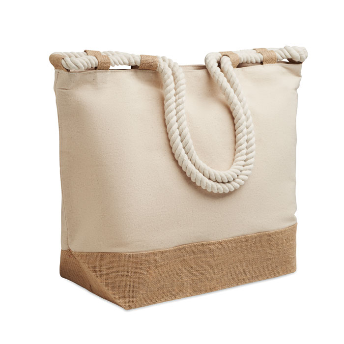 Borsa da spiaggia in tela Beige item picture front