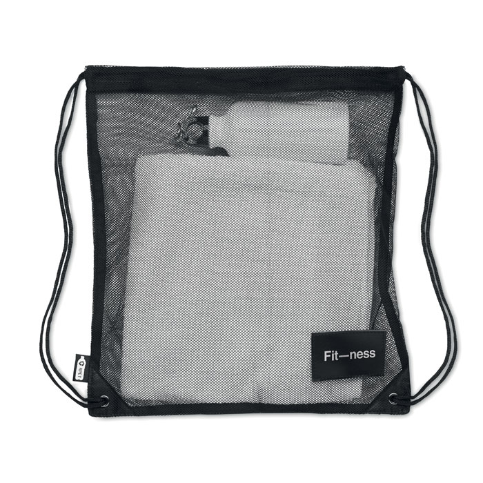 Borsa con coulisse in rete RPET black item picture printed
