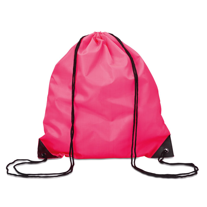 190T Polyester drawstring bag Fucsia item picture front