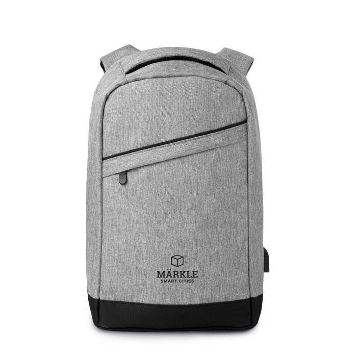 2 tone backpack incl USB plug Grigio item picture printed