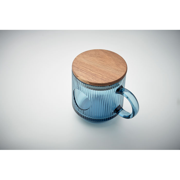 Ribbed glass mug 300ml Blu Trasparente item detail picture
