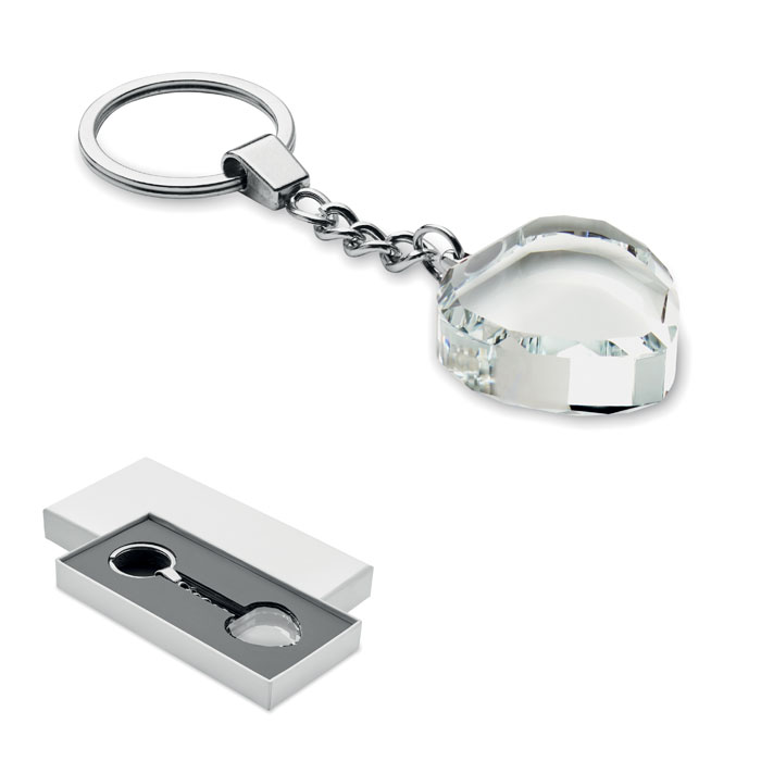 Glass heart award key ring Trasparente item picture front
