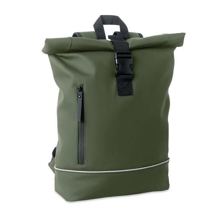 Zaino in PU rolltop per laptop Verde Scuro item picture front