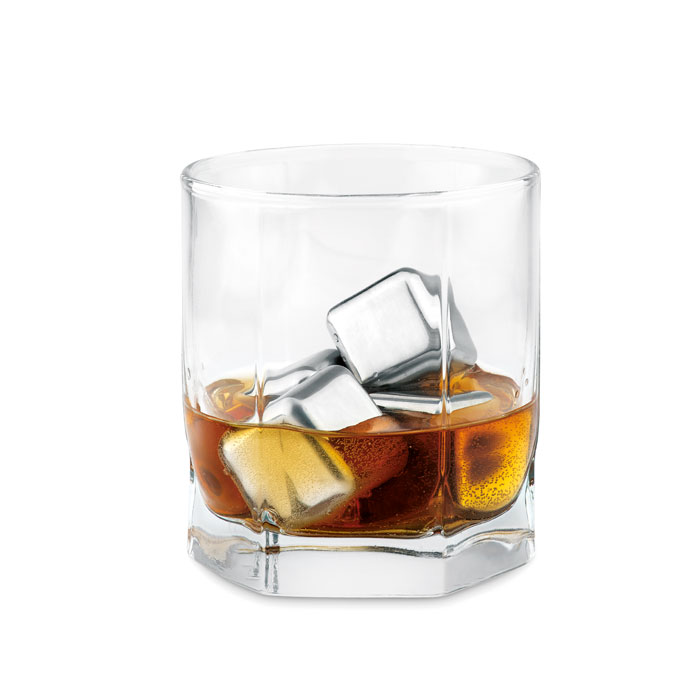 Set of 4 SS ice cubes in pouch Nero item picture side