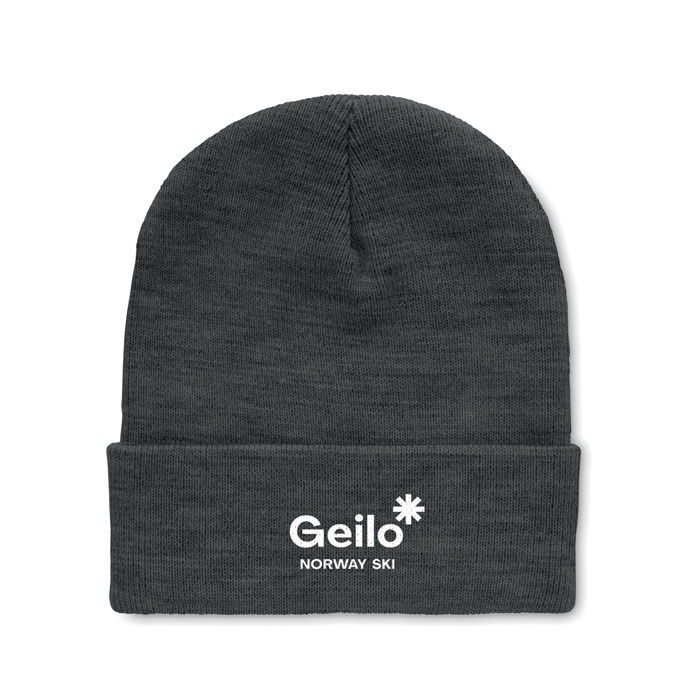 Beanie in RPET with cuff Bianco/Grigio item picture printed