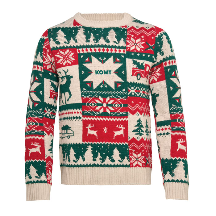Christmas knitted sweater S-M Beige item picture printed