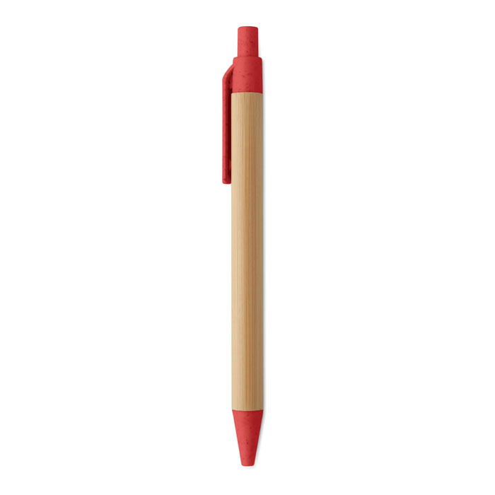 Push button ball pen in bamboo Rosso item picture 2