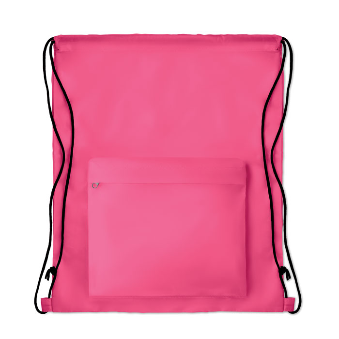 210D Polyester drawstring bag fuchsia item picture side
