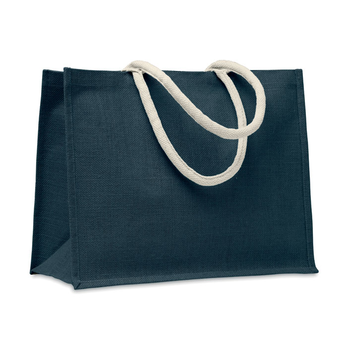 Jute bag with cotton handle Blu item picture front