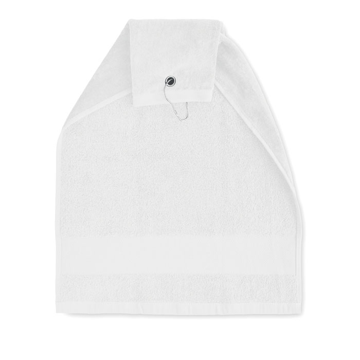 Cotton golf towel with hanger Bianco item picture open