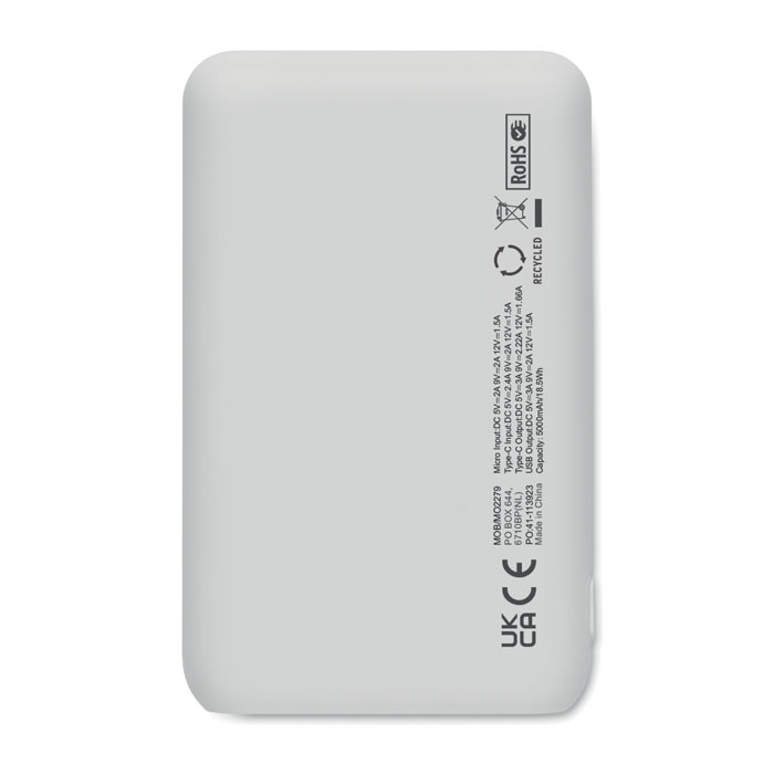 Power bank 5000 mAh Bianco item picture side