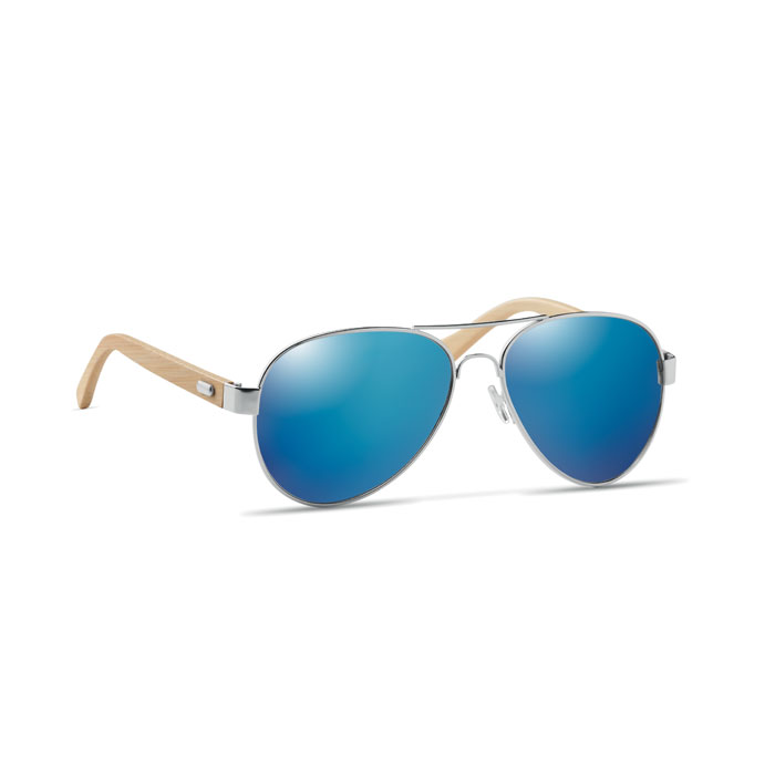 Bamboo sunglasses in pouch Blu item picture open