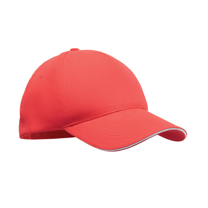 5 panel baseball cap 180 gr Bianco/Rosso item picture front