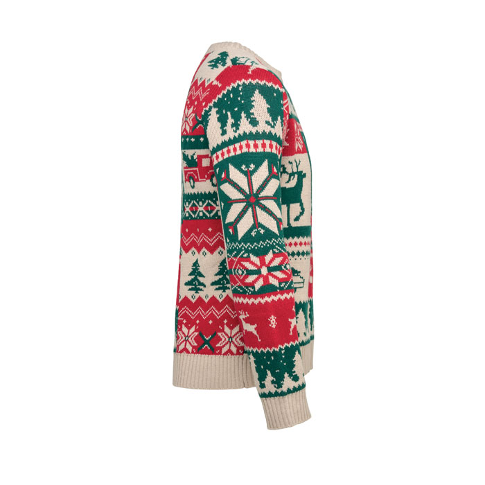 Christmas knitted sweater L-XL Beige item picture back
