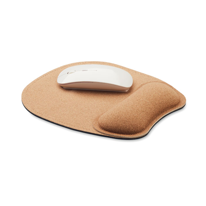 Ergonomic cork mouse mat Beige item picture open