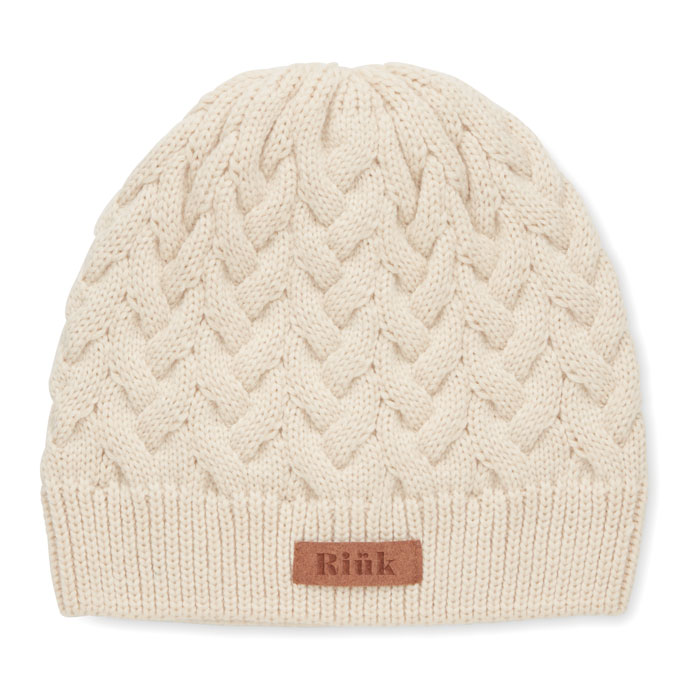 Cable knit beanie in RPET Beige item picture printed