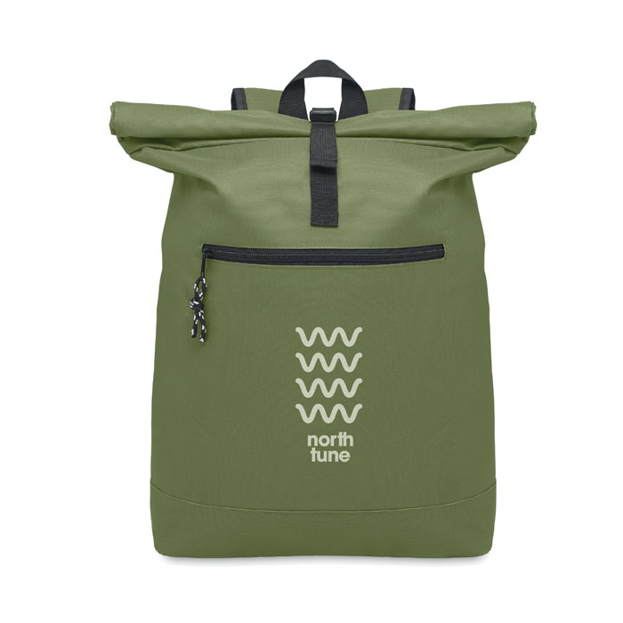 Zaino rolltop in poliestere Verde Militare item picture 2