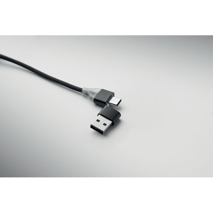 3-in-1 charging cable keyring Nero item picture open