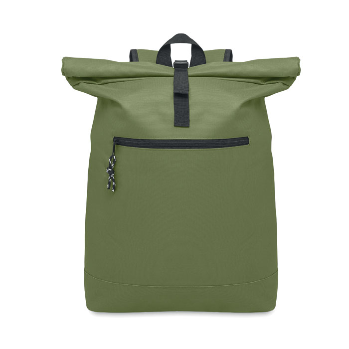 Zaino rolltop in poliestere Verde Militare item picture front